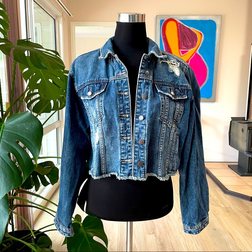 Cropped distressed denim City City jacket size XS - Picture 1 of 4